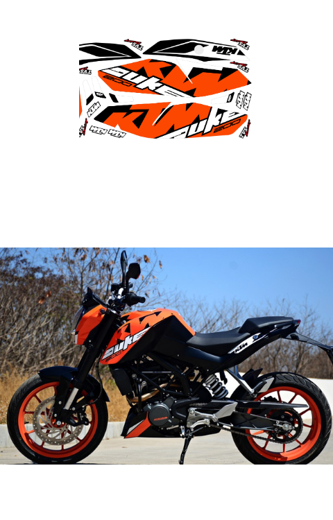 Duke 200 Graphics | Made in Premium Gloss Vinyl with FPF (Fade Protection Film), Precut Sticker, Waterproof, Pack of 1